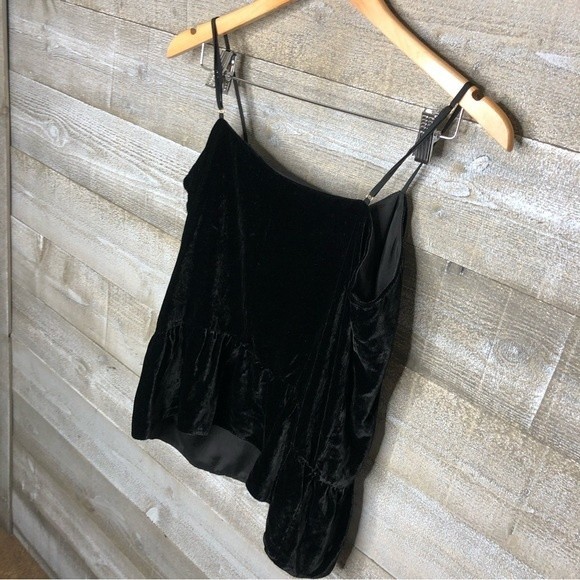J Crew 10 tall black velvet peplum tank top 10 tall holiday top - Picture 2 of 3